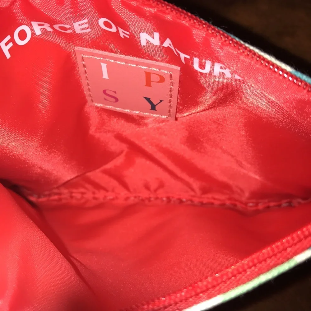 IPSY Cloth Lips and Plant Print Zippered Makeup Cosmetic Bag